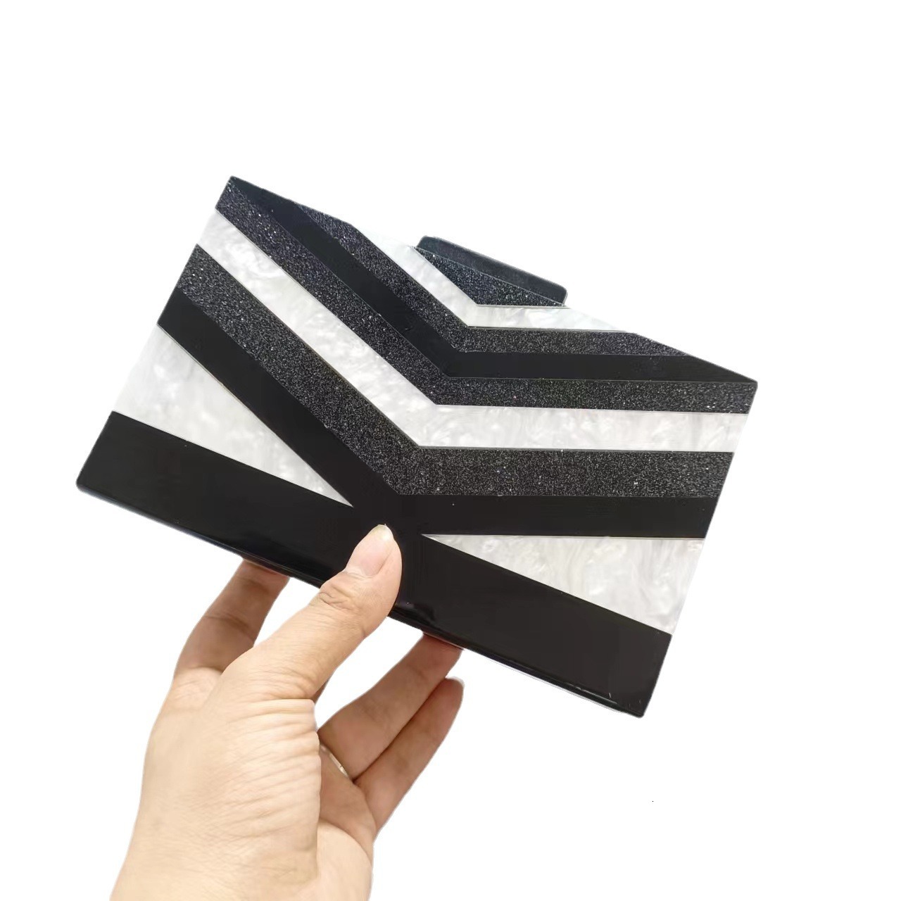 2022 Summer Dinner Zebra Pattern Trendy Acrylic Single Shoulder Chain Bag For Women Holiday Party Acrylic Clutch