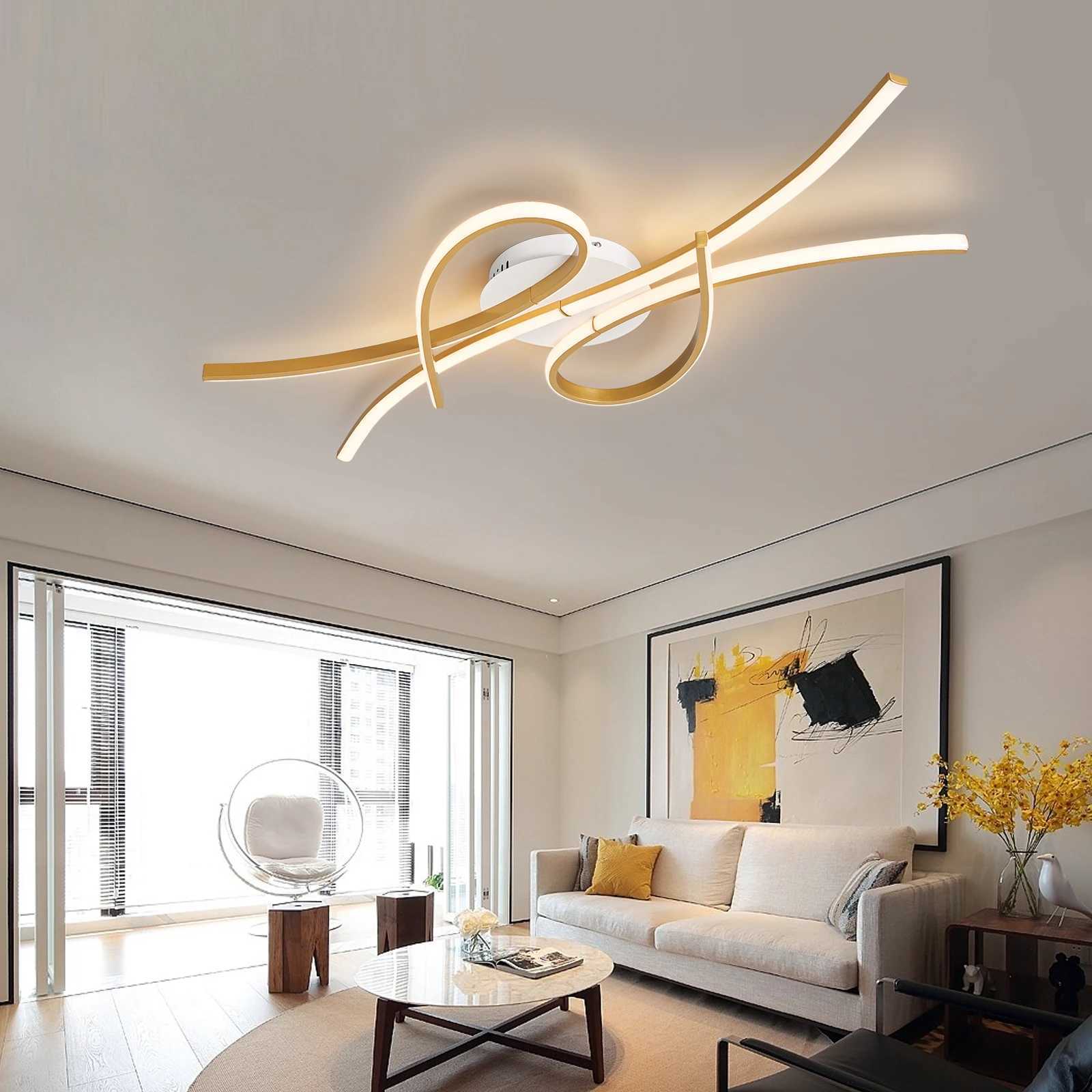 Smart Home Alexa Modern led Ceiling Lights for living room bedroom study room Matte black or Gold finished Ceiling Lamp fixtures X250307