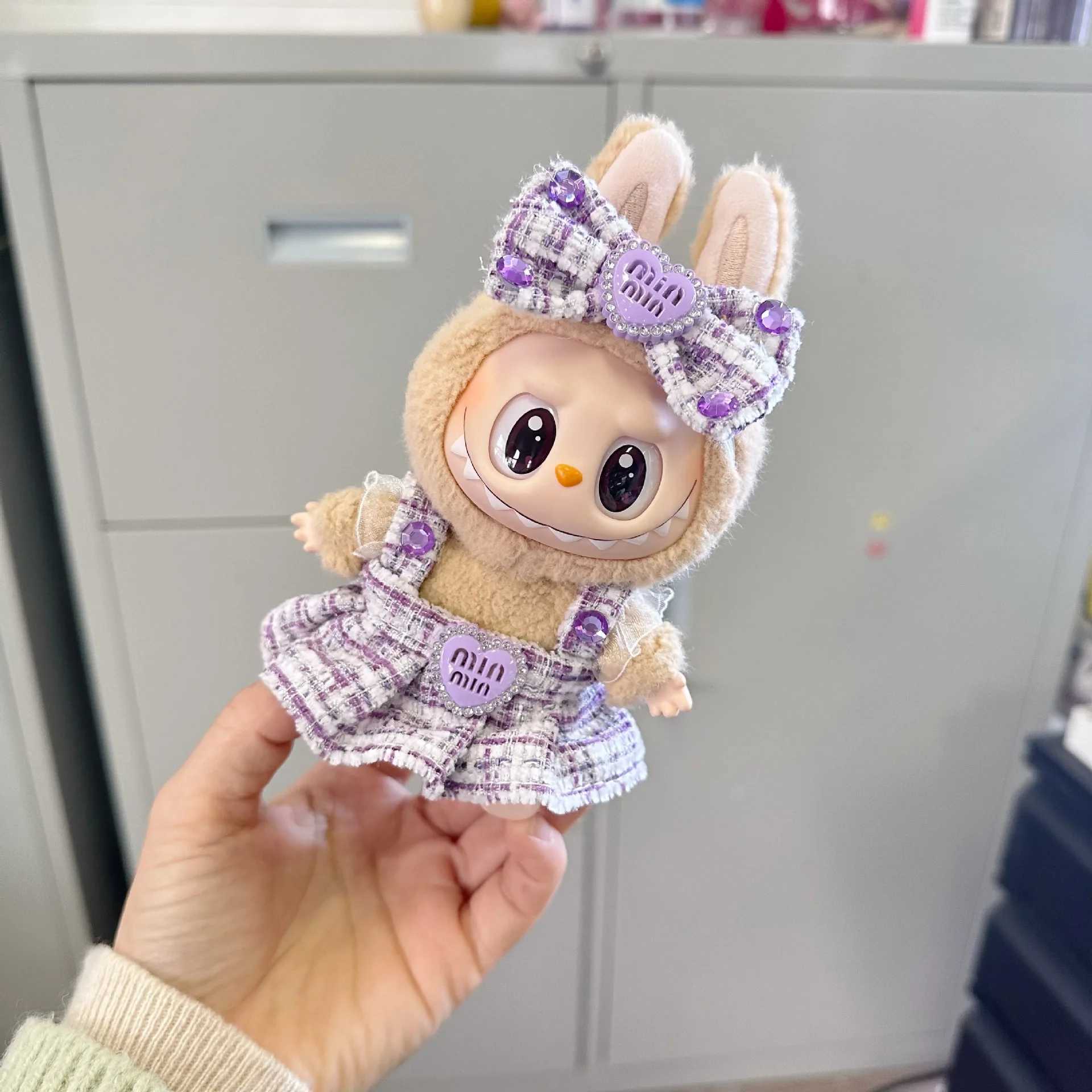 Cute Doll Clothes Outfit Accessories Classic Dress Set for 17CM Labubu V2 Mini Dolls Clothing Girl Kid Gift Labubu RopaC250307