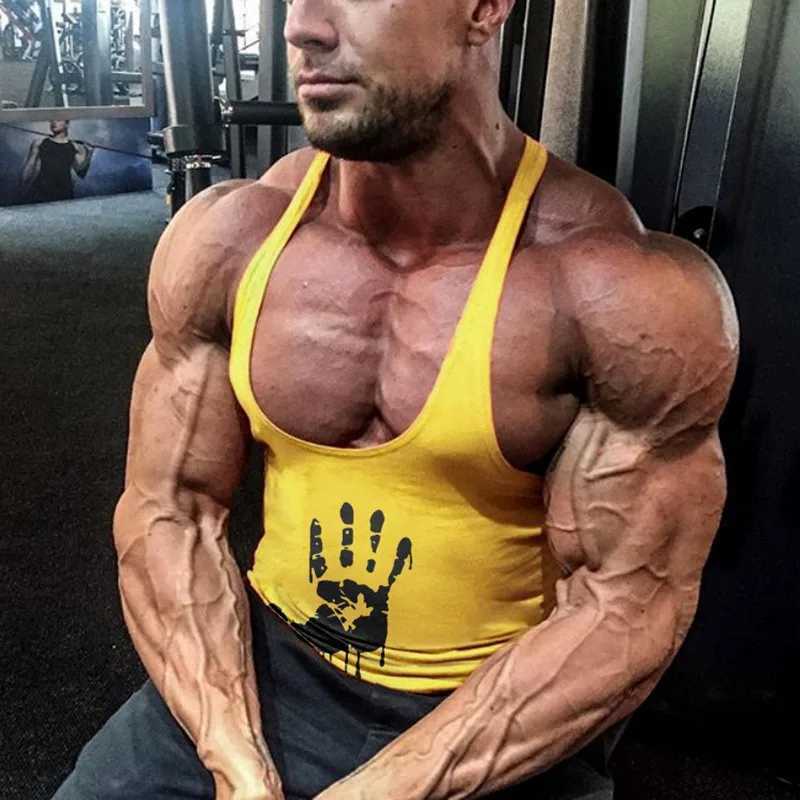 European and American Mens Fitness Sports Tank Top Daily Summer Leisure Cotton Sweat-absorbing Palm Thin Shoulder Strap NewT250318