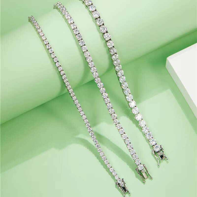 Fine Top Selg Moissanite Jewelry Sier S Sterg White 14k Gold Plated Dia Tennis Chain Necklace