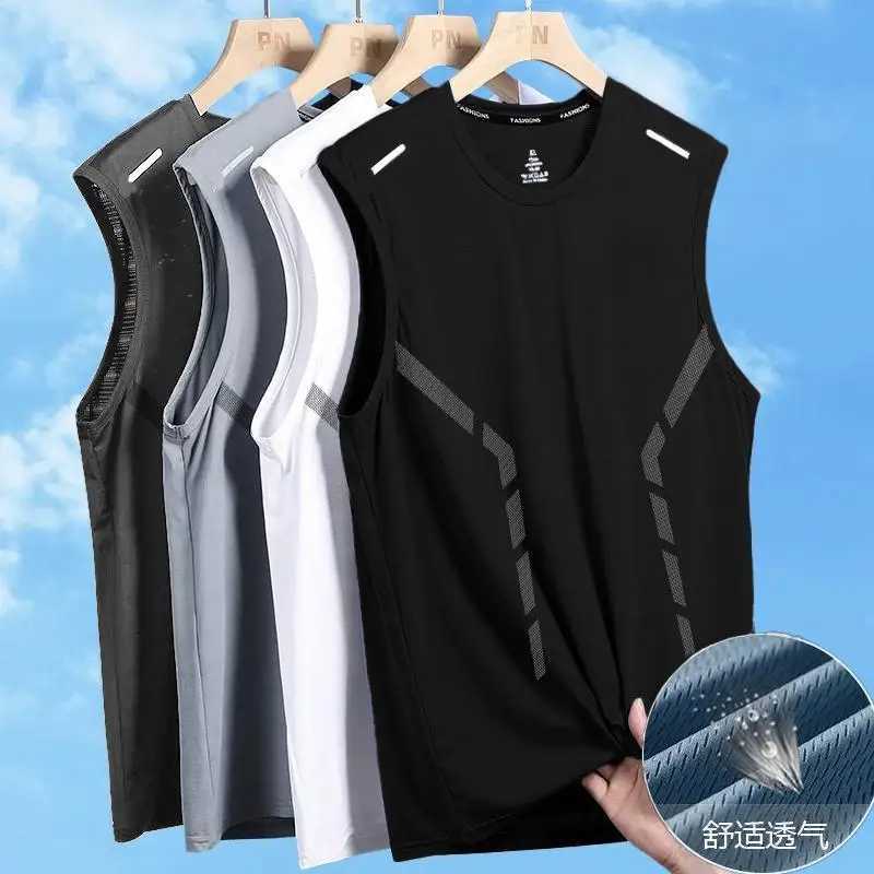 NEW Fitness Sports Tank Tops Men Gyms Workout Sleeveles Shirt Male Summer Loose Undershirt basketball Running men Ves 5XLT250318
