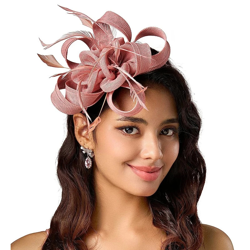 Tea Party Fascinators Kentucky Headband Derby Hat Wedding Cocktail Flower Feathers Ribbon Fascinator Hats for Women 250306