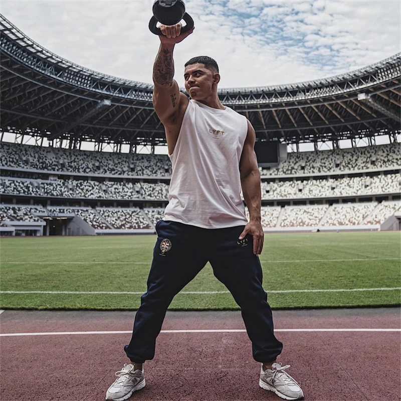 LYFT Men Summer Bodybuilding Tank Top Gym Fitness Training Cotton Sleeveless Shirt Male Casual Stringer Singlet Vest UndershirtT250318
