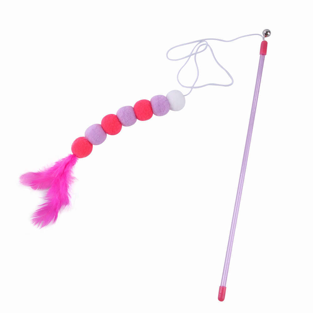 Interactive Cat Toy Set with Replaceable Feather Heads Caterpillar Wand and Scalable Fishing - Rod - Style Teasing Stick