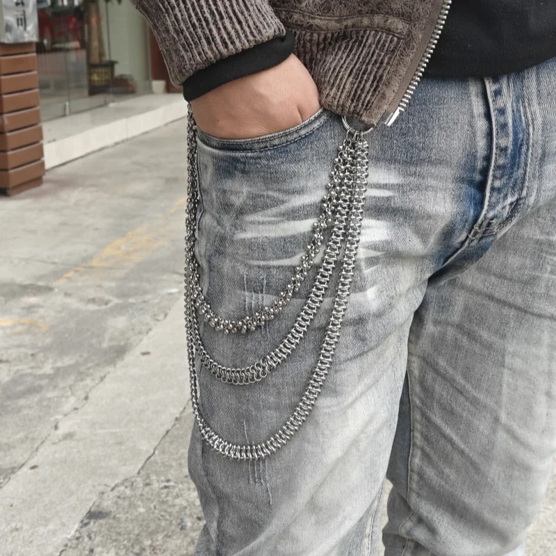 2025 Model Stainless Steel Eight Character Pants Chain Fashion Trendy Men And Girls Accessories Punk Hip Hop Jewelry 250306
