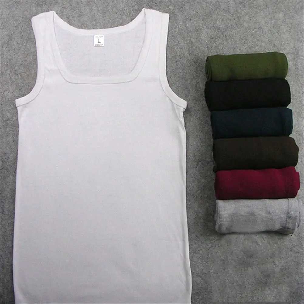 Summer Solid Square Neck Tank Top Cotton Black White Gray Women Men Plus Size Clothing Tank Singlets Sleeveless Fitness VestT250318