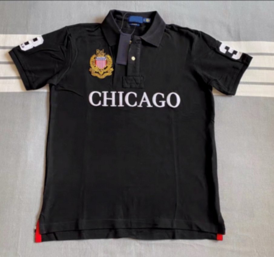 Wholesale direct selling shirts men's embroidery fashion urban sports casual cotton short-sleeved T-shirts contrast color stitching S-5XL