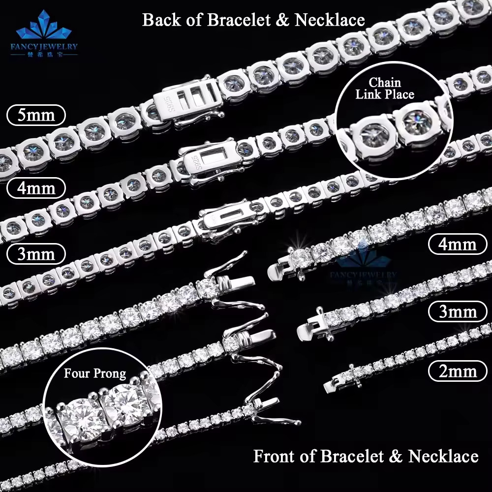 Wholesale 10k Gold Diamond Tennis Chain 2mm 3mm 4mm 5mm HPHT DEF Lab Grown Diamond Tennis Bracelet