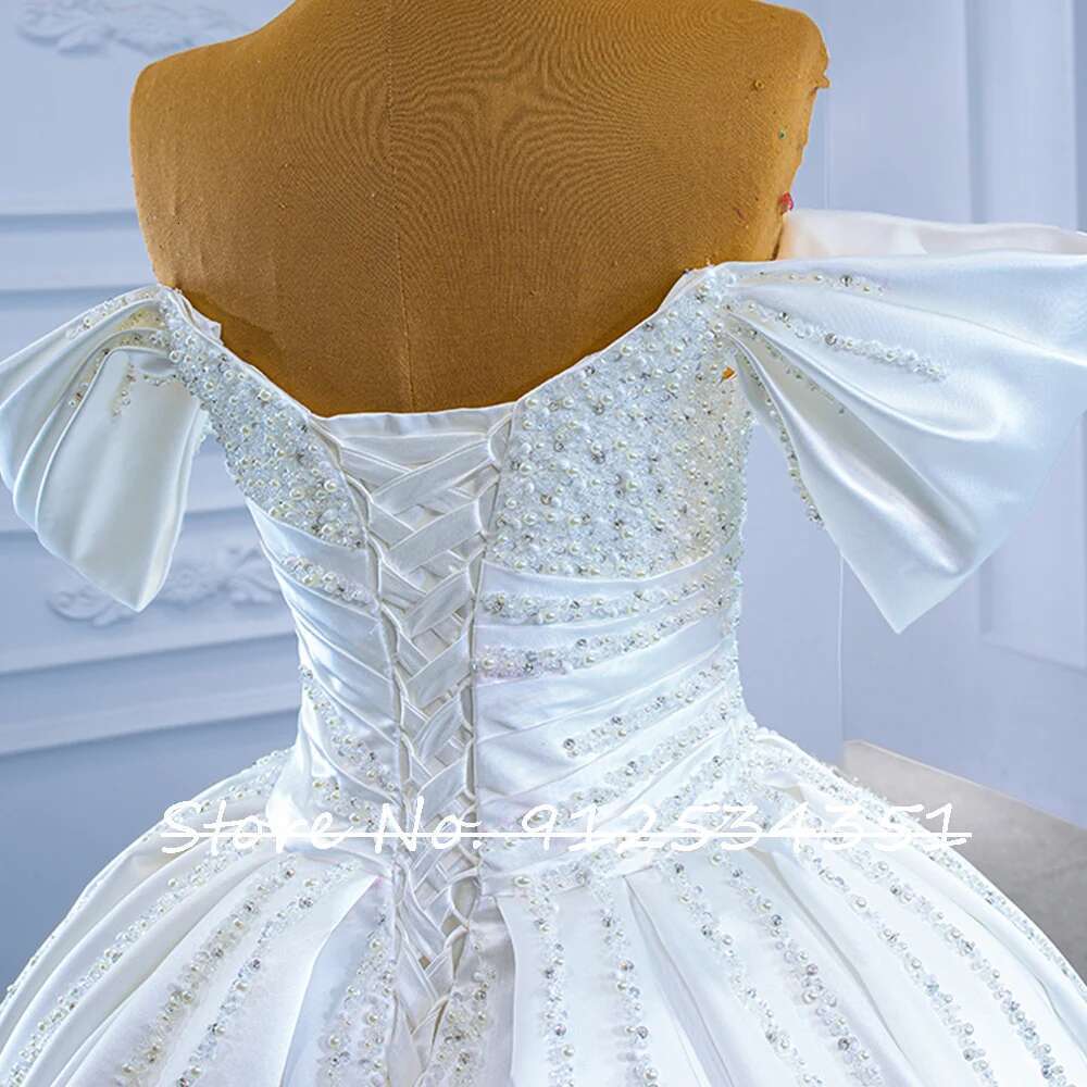 Satin Ball Gown for the Bride, Pleated Wedding Dresses, Bodysuit De o, Trouwjurk Backless, do