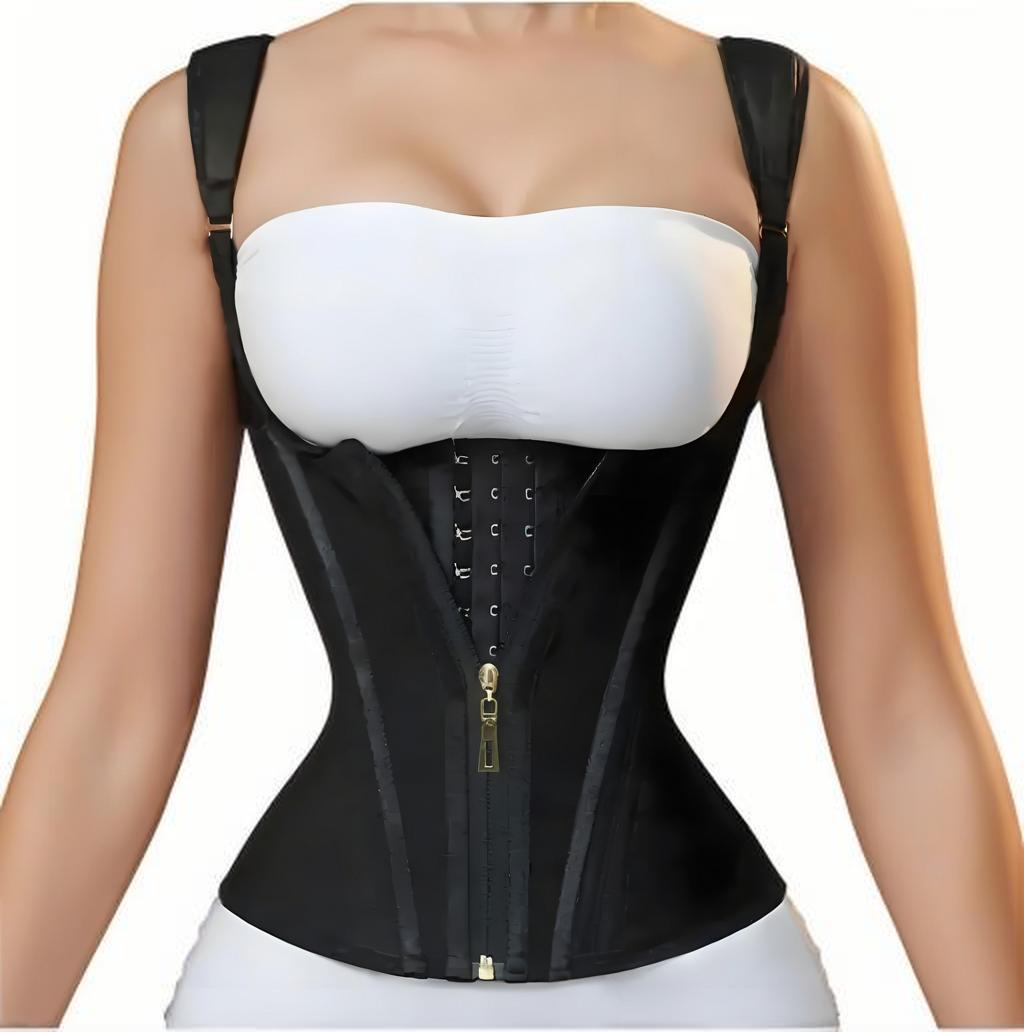 Fajas Colombianas Women Double Compression Waist Trainer Corset with Bone Adjustable Zipper and Hook-eyes Flat Belly Body Shaper 1019