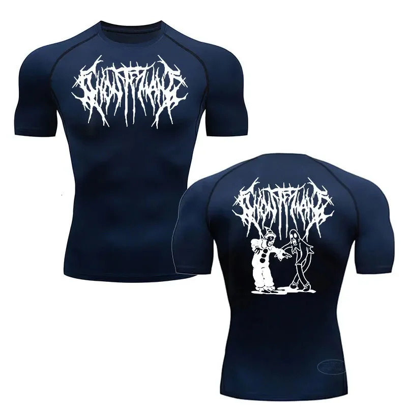 Mens Fashion Printed Casual Shortsleeved Tshirt Summer Fitness Compression Shirt Jogging Gym Sports Breathable Top S3XL 250225