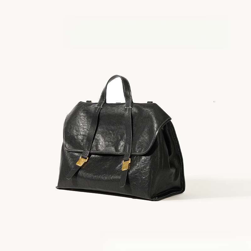 Travel Briefcase, Vintage Vegetable Tanned Leather Crossbody Backpack