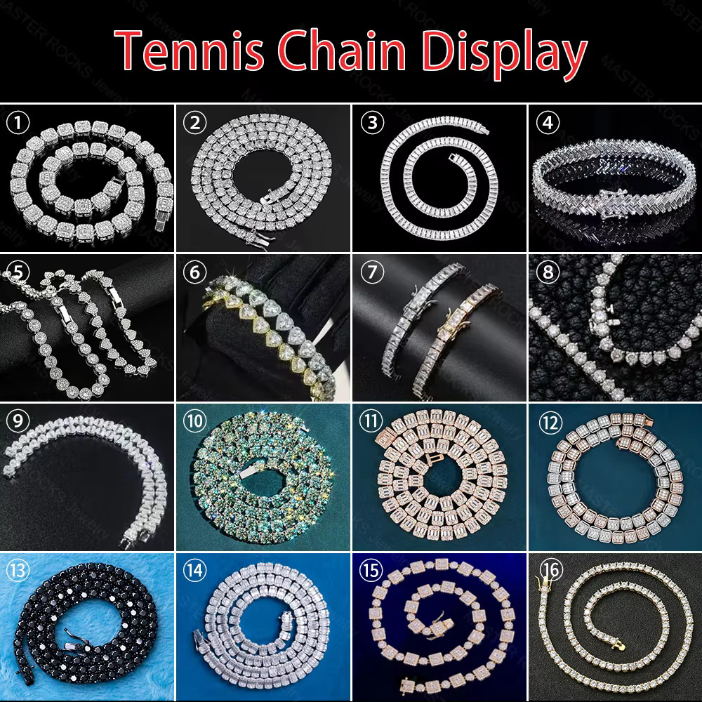 Hiphop 6mm Moissanite Tennis Necklaces Cross Pendant S925 Custom VVS Iced Out Moissanite Tennis Chain