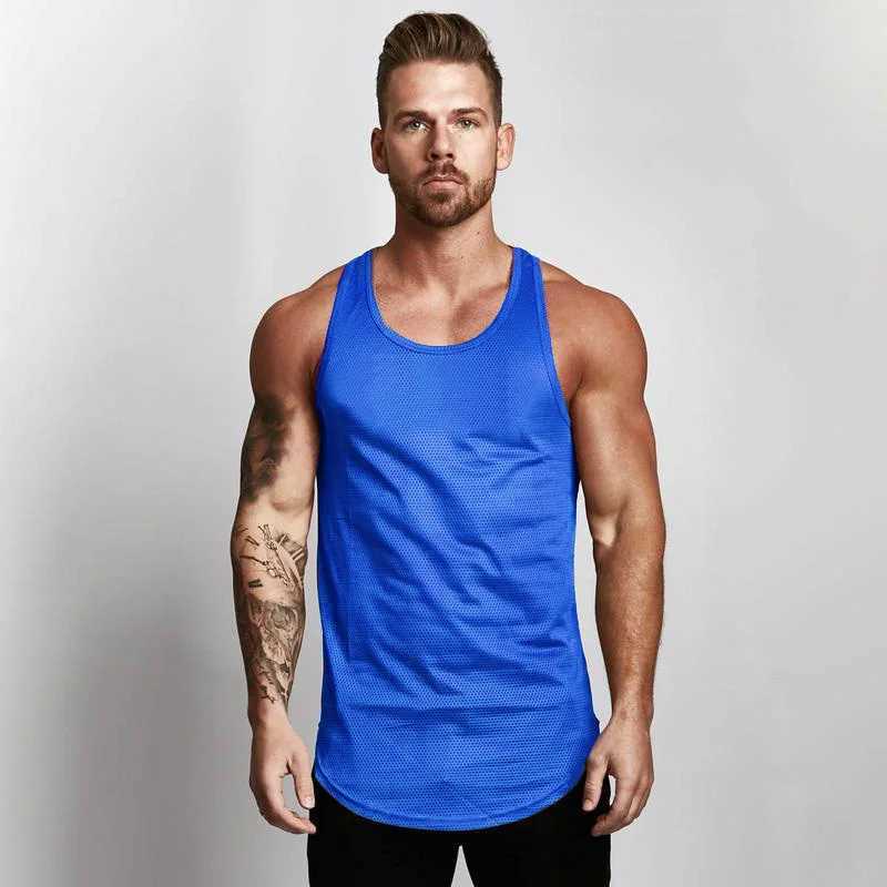 Bodybuilding Tank Tops Men Mesh Sports Tanktops Muscle Vest Fitness Sleeveless Tops Tees Slim Fit SingletsT250318