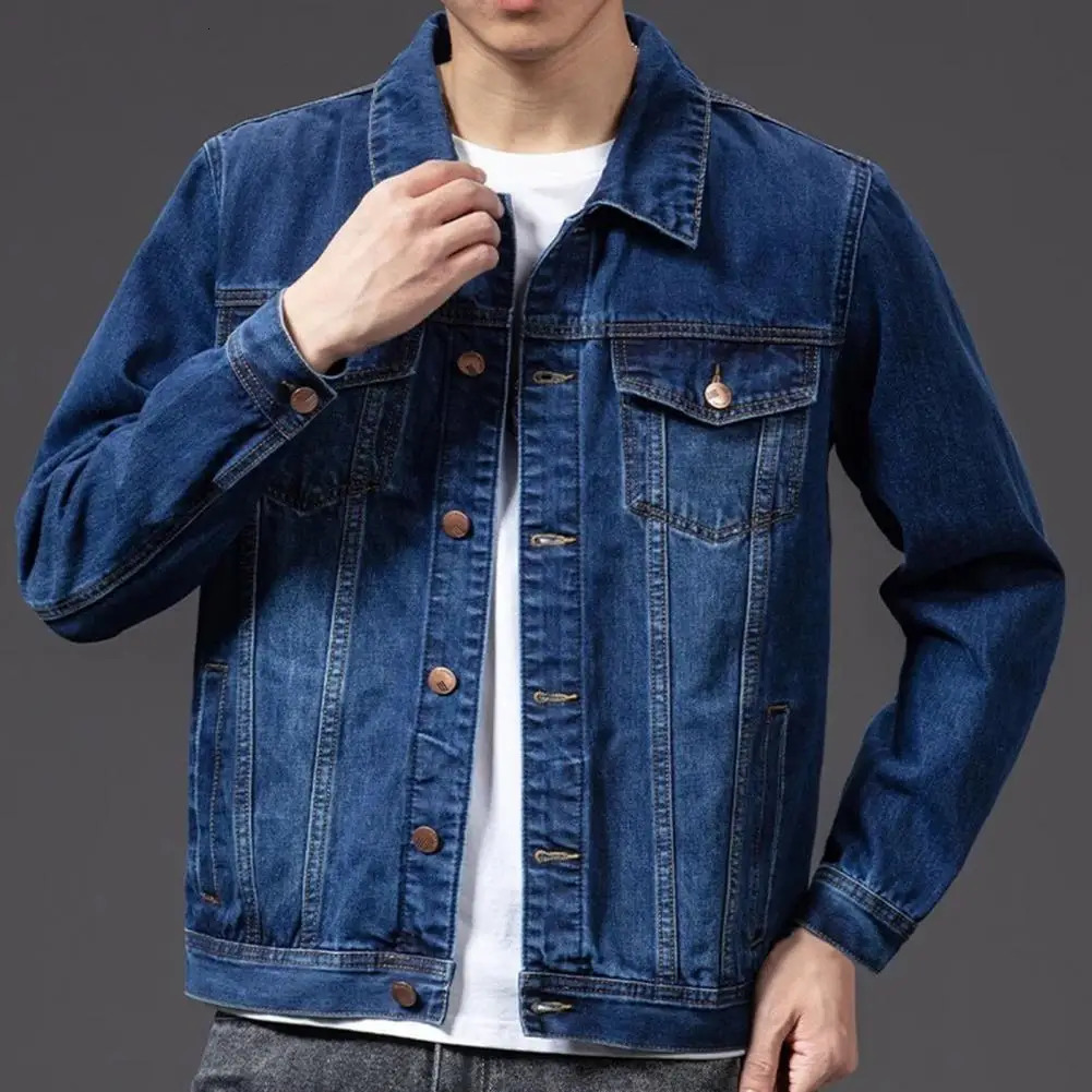Casual Denim Jacket for Men Coat Singlebreasted Cardigan Male 250225