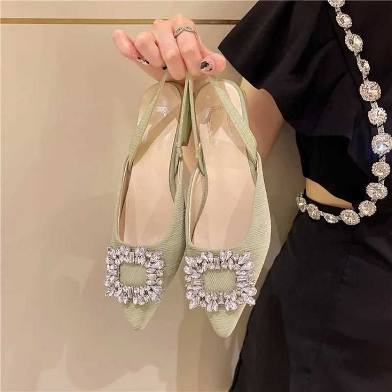 Beige Heeled Sandals Clear Shoes 2024 Wens Black Rhine Medium Pointed Closed New Spring Gladiator Block Girls Y250307