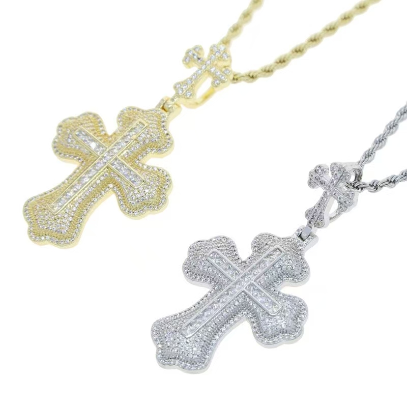 Mens Jewelry: Iced Out Eye Cross Pendant with Moissanite Cuban Chain Necklace - Statement Jewelry for Men