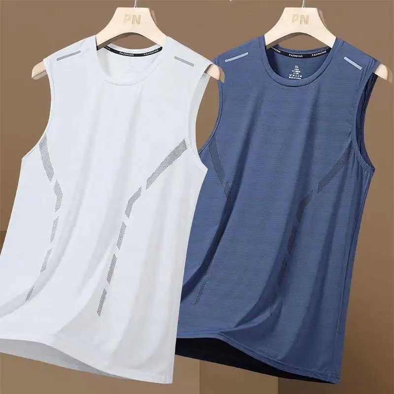 NEW Fitness Sports Tank Tops Men Gyms Workout Sleeveles Shirt Male Summer Loose Undershirt basketball Running men Ves 5XLT250318