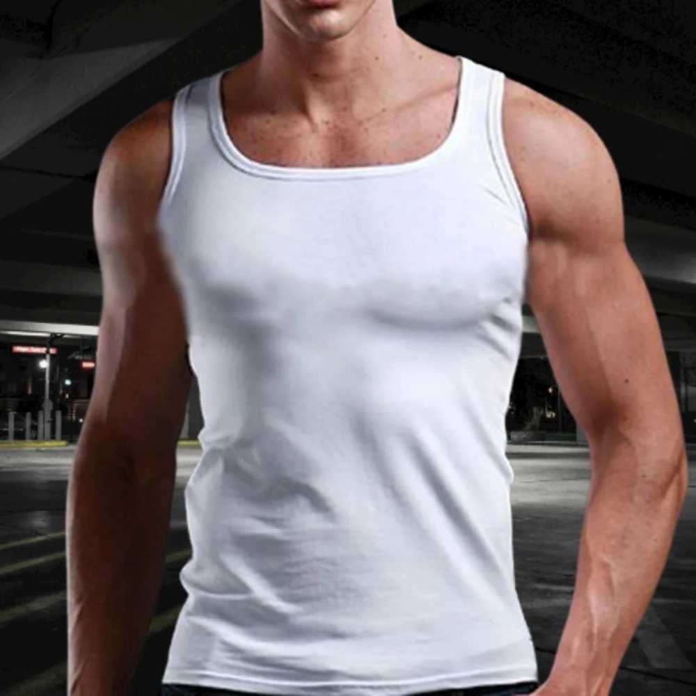 Hot Solid Color T Shirt For Men Summer Cotton Oversized T-shirt Mens Tank Top Sleeveless Shirts Basketball Fitness Gym Men VestT250318