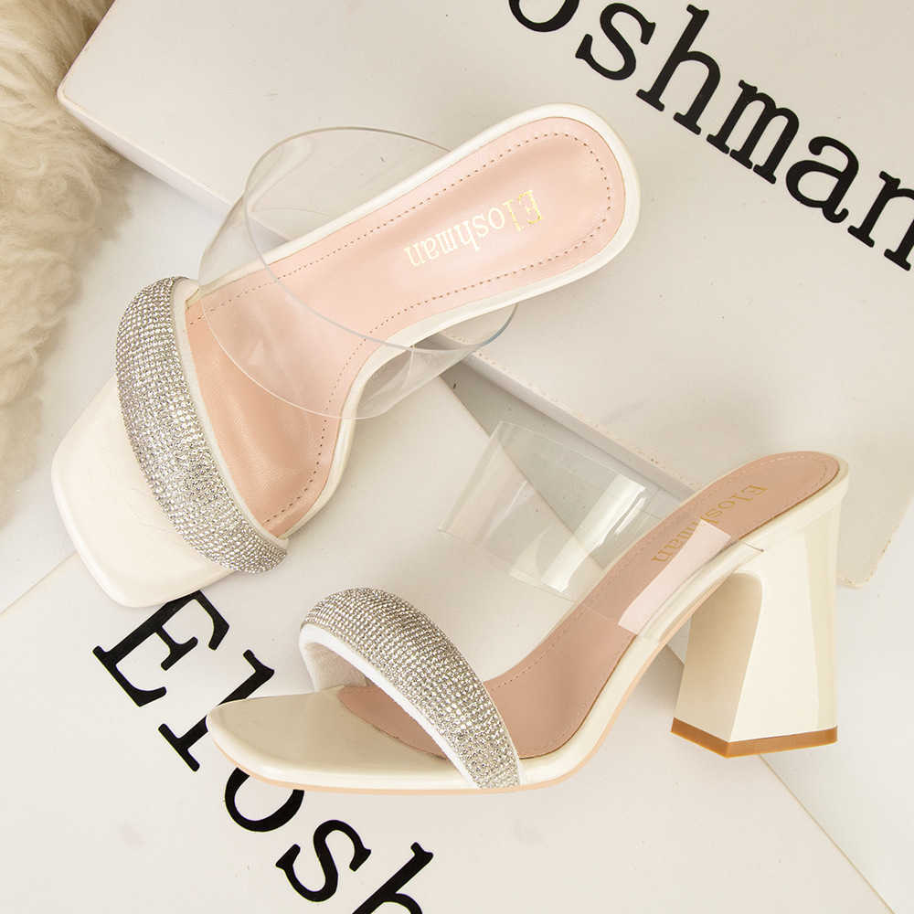 Red soled shoes, slippers, sandals, sports shoes, boots banquet one-piece square rhinestones exposed toes outside