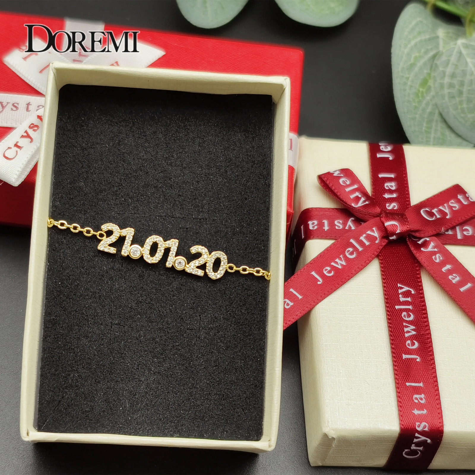 DOREMI Trendy 6MM Letter Zircon Bracelet with Birthstone Adjustable Name Bracelets for Women Girl Jewelry Female Gift for Mom 250303