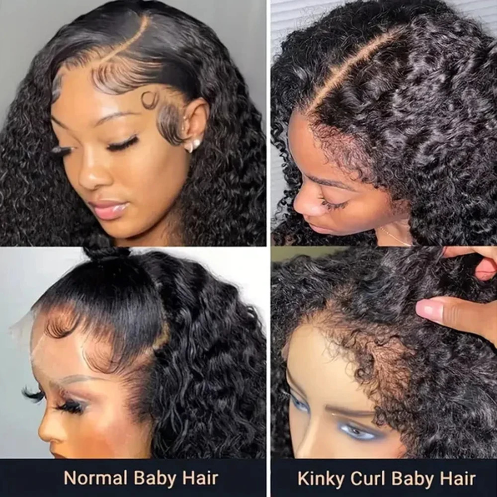 Short Bob Kinky Curly Human Hair Frontal Wig 4C Edges Lace Front Wigs Transparent 4x4 Closure Human Hair Wig Natural Hairline 250306