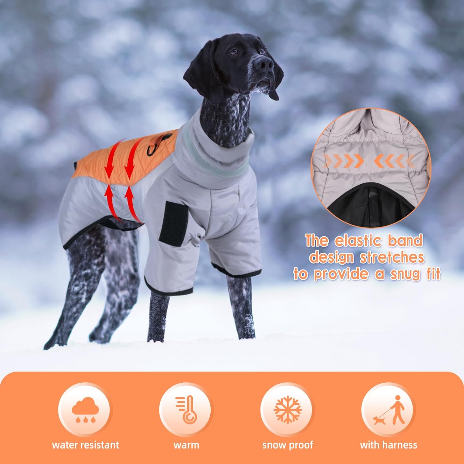 Winter Dog Coat with Fleece and Faux Fur - Reflective, Waterproof, Windproof Snowsuit for Medium and Large Dogs, Perfect for Cold Weather (Yellow)