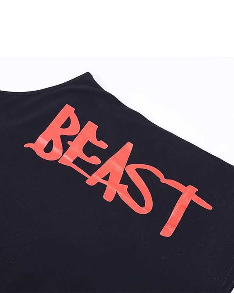 Summer Mens Vest BEAST Simple Print Mens Fitness Vest Y Strap Fitness Casual Sleeveless T Shirt Quick Dry Large Size Mens TopT250318
