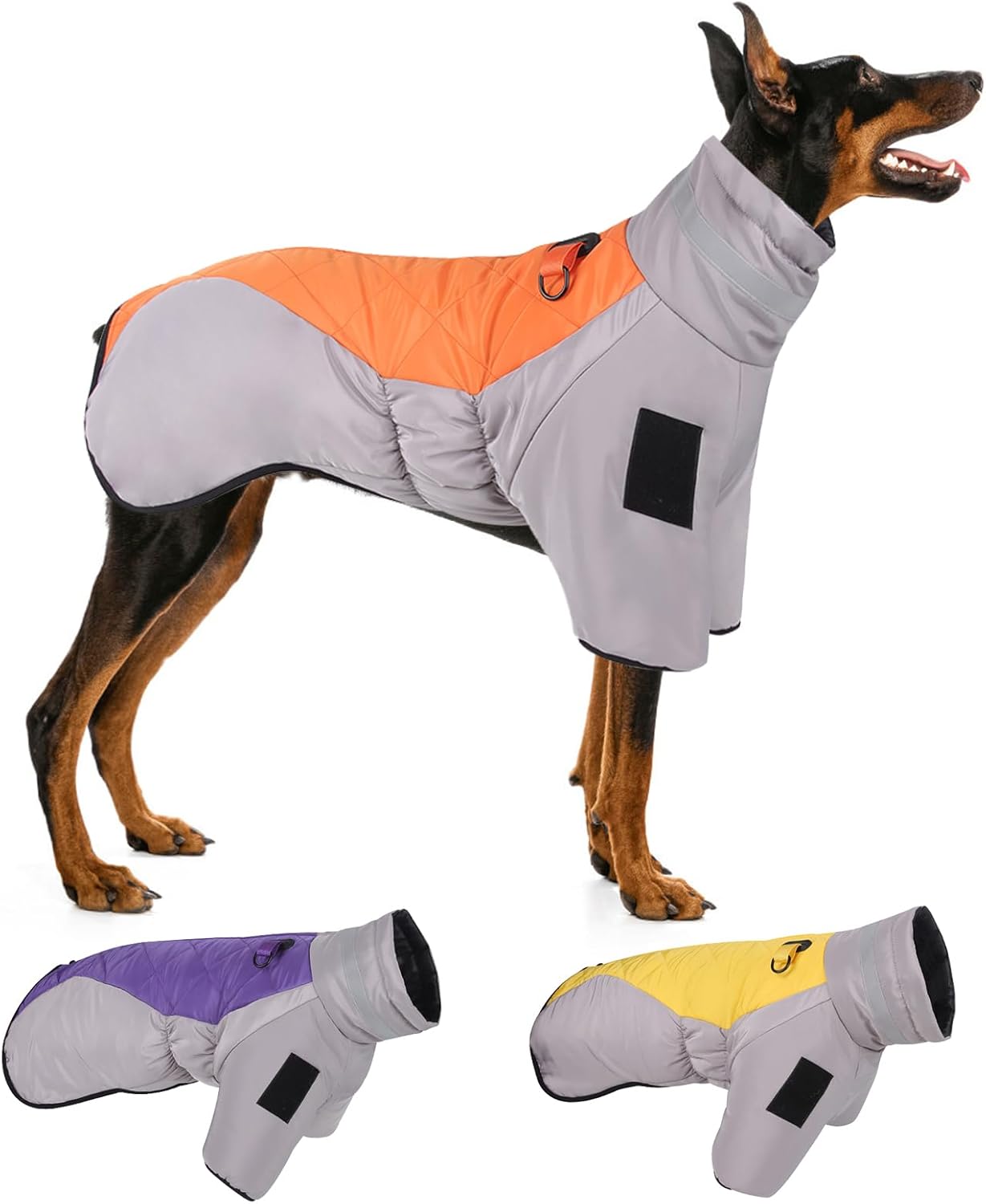 Winter Dog Coat with Fleece and Faux Fur - Reflective, Waterproof, Windproof Snowsuit for Medium and Large Dogs, Perfect for Cold Weather (Yellow)