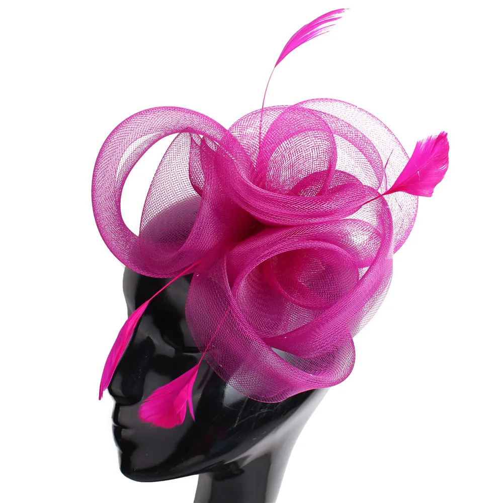 Elegant Women Fashion Tulle Hair Fascinator Hat Hair Clip With Fancy Feathers Hair Accessories Bride Mesh Headwear Hair Pins 250306