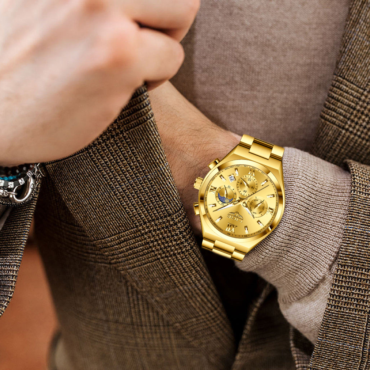 LIGE New Men's Multi functional Waterproof Calendar Quartz Watch Night Light Men's Business Master Watch Fashion Sports Chronograph