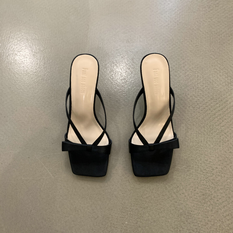New French square toe high-heeled shoes women in spring and autumn 2025, Roman sandals outerwear, flip flops for versatile use #ddmykukumalu
