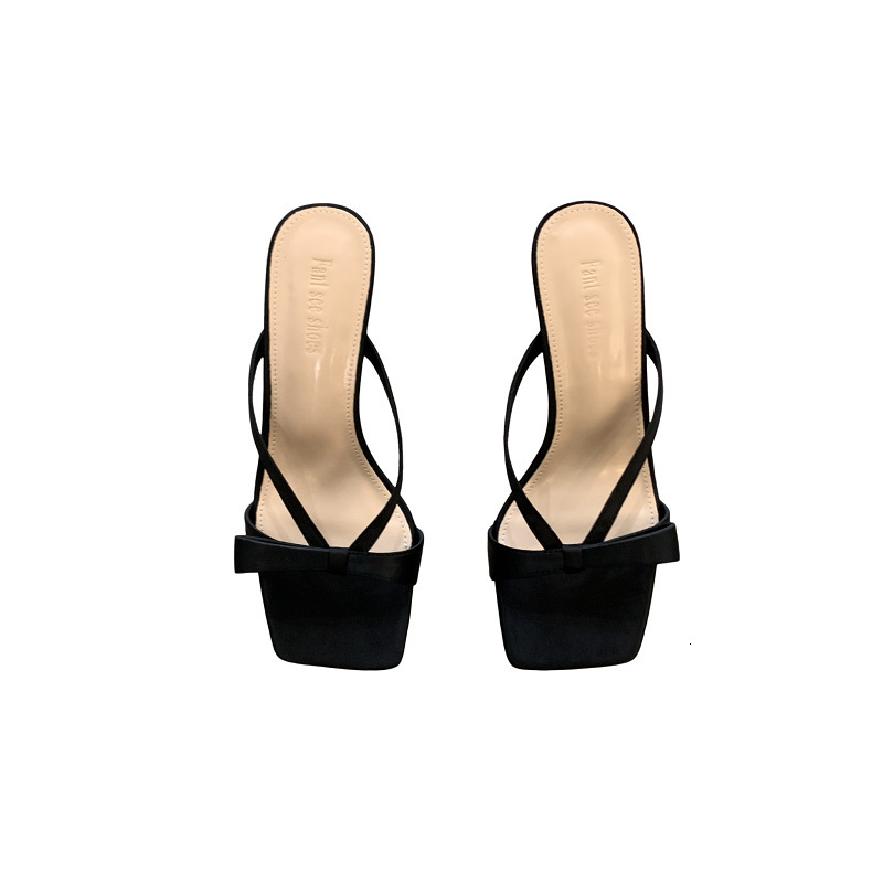 New French square toe high-heeled shoes women in spring and autumn 2025, Roman sandals outerwear, flip flops for versatile use #ddmykukumalu