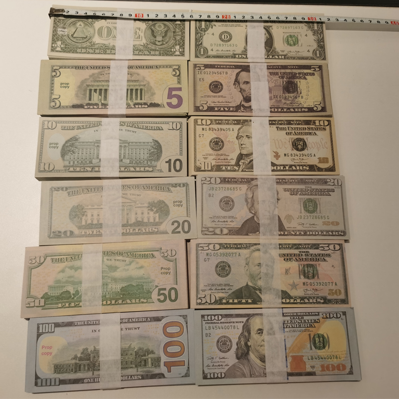 3pack Party Supplies Fake Money Banknote 5 10 20 50 100 200 500 US Dollar Euros Realistic Toy Bar Props Currency Movie Money Faux-billets Copy 100 PCS