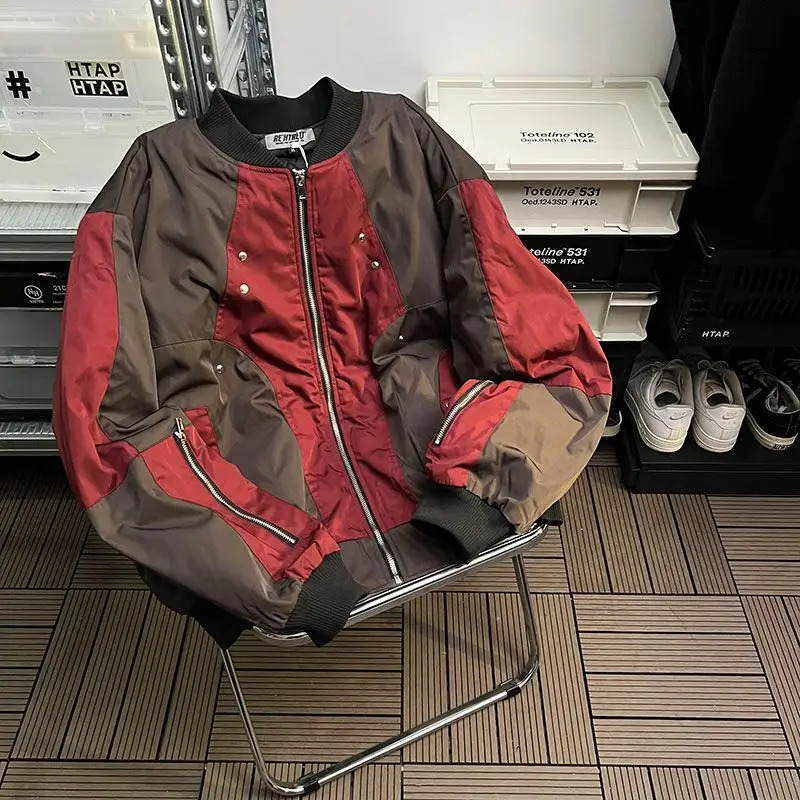 American functional color zipper pilot jacket mens trend loose n sense niche 250225