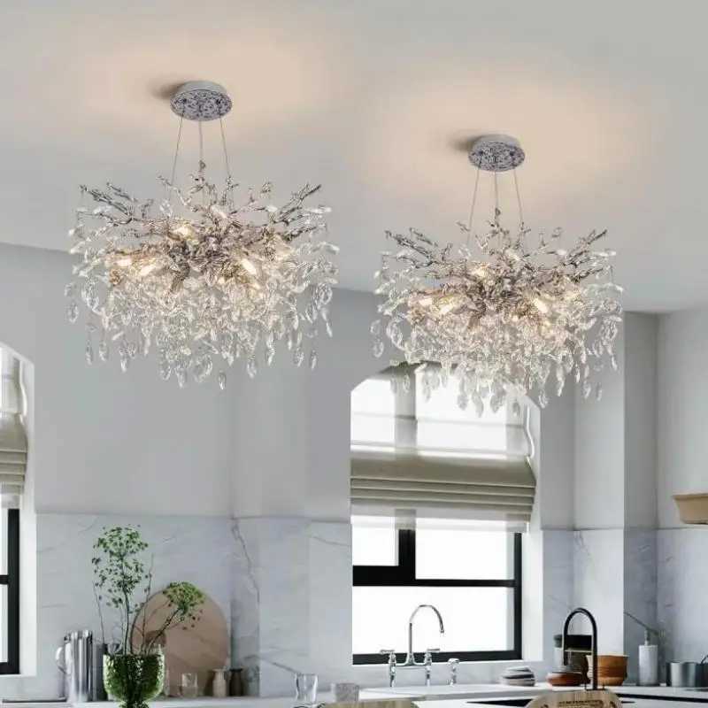 Golden branch crystal chandelier for restaurants suitable for kitchens dining tables living rooms bedrooms rectangular crystal chandeliers X250307