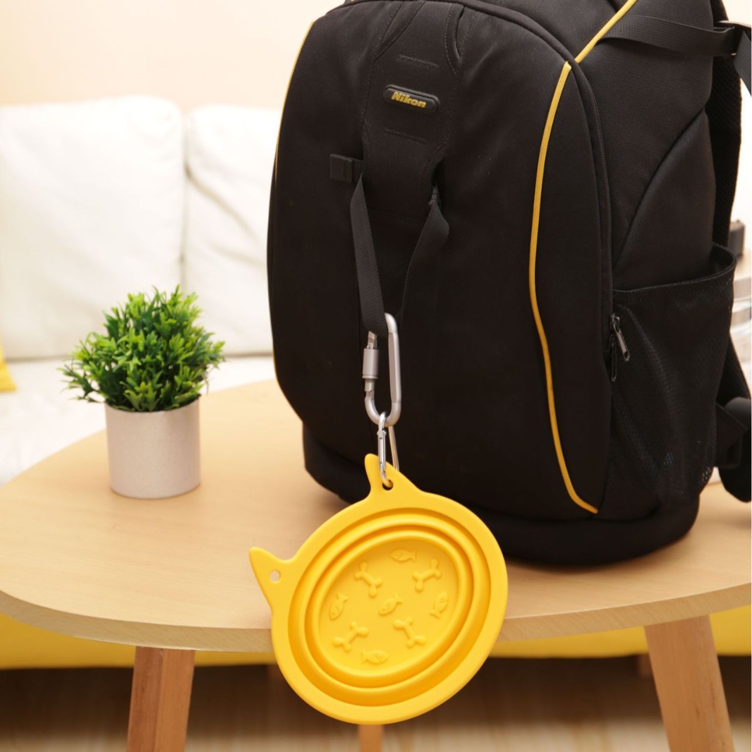 Portable Silicone Pet Dish with Secure Tape Hook for Easy Transport #10-50 2800