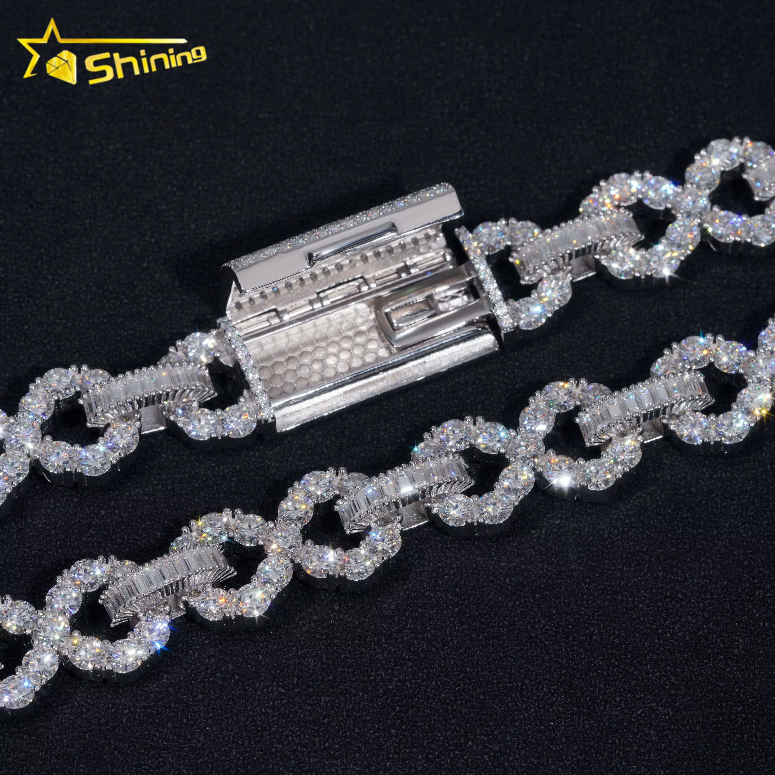 Hip Hop Jewelry 925 Silver Iced Out Infinity Necklace Pass Diamond Tester 16MM VVS Moissanite Diamond Cuban Link Chain