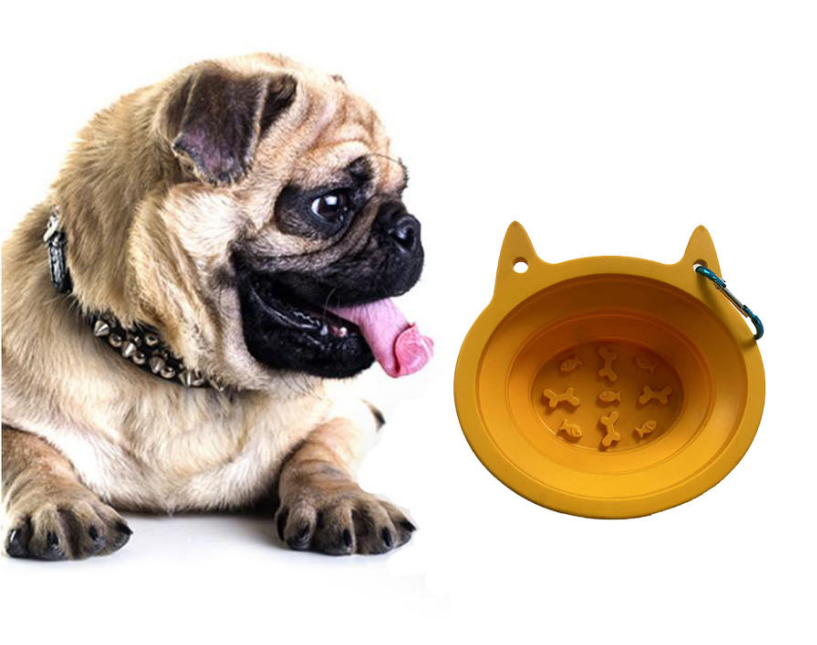 Portable Silicone Pet Dish with Secure Tape Hook for Easy Transport #10-50 2800