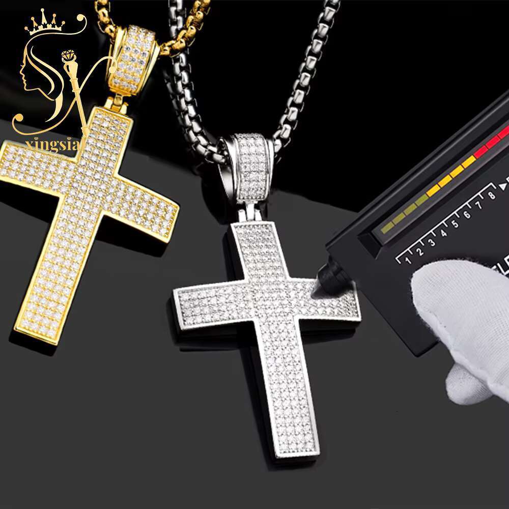 sial Wholesale Chain Mens Jewelry Gift GRA Certificate Sier VVS Moissanite Dia Necklace Cross Pendant