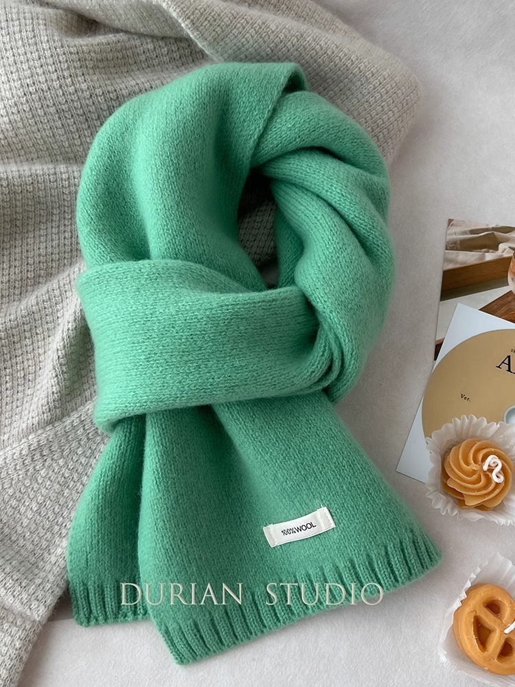 cashmere scarf new solid color versatile mens and womens winter warm knitted scarf241007