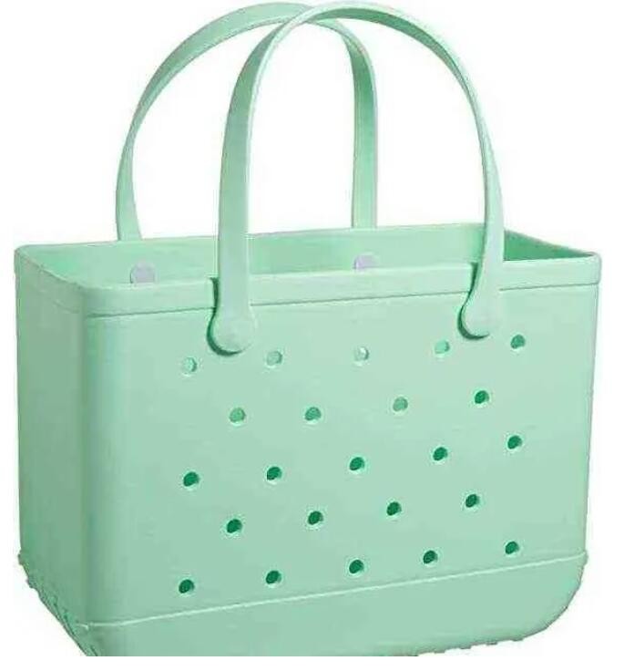 Summer EVA Basket Women Picnic Tote Holes Waterproof Handbag Pouch Shopping Shoulder Outdoor Park Handbags Large Fashion Gifts Shopping Bags