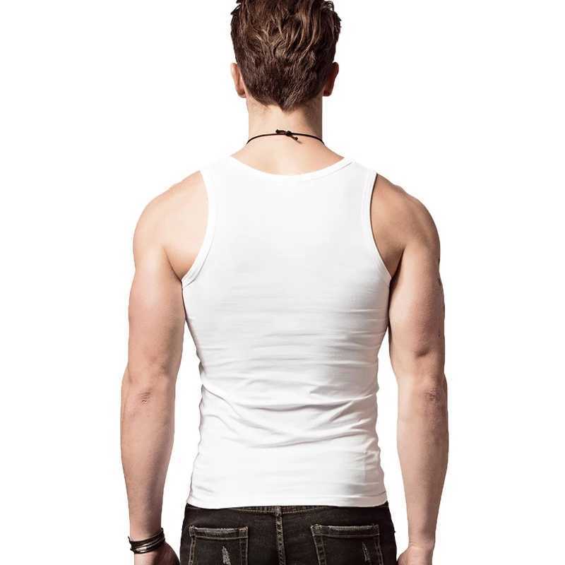 Mens Sports I-word Elastic Cotton Undershirt Summer Korean Fitness Bottoming Mens UndershirtT250318