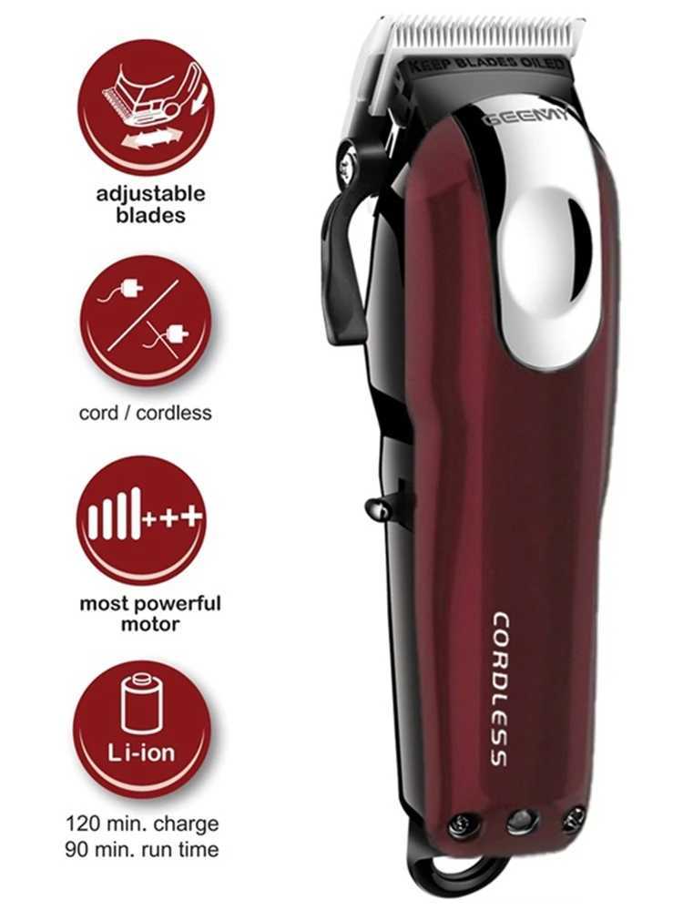 Hair Trimmer Original GEEMY Professional cordless hair clipper rechargeable beard hair trimmer for men electric haircut magic blade z250307