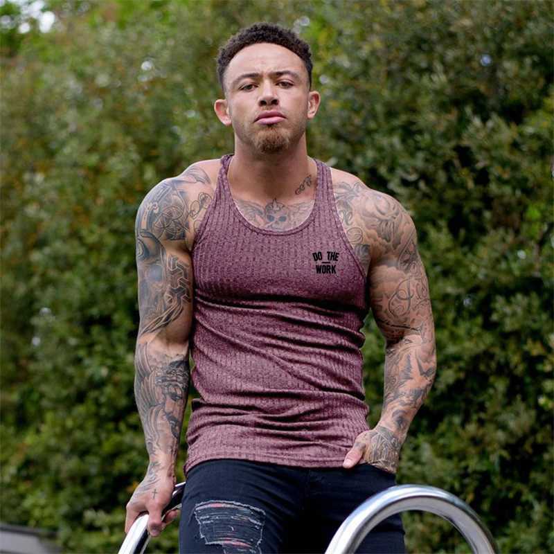 Mens Bodybuilding Tank top Gym Fitness Sleeveless Shirt Mens Knitted Big Cut-back Shirt Fashion Singlets UndershirtT250318