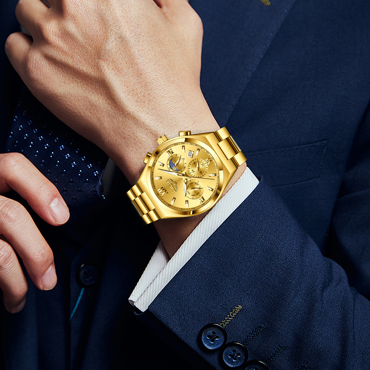 LIGE New Men's Multi functional Waterproof Calendar Quartz Watch Night Light Men's Business Master Watch Fashion Sports Chronograph