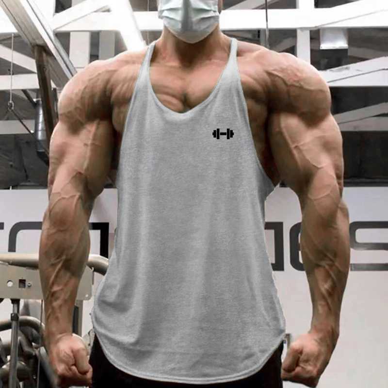Men Stringer Fitness Singlet Bodybuilding New Brand Print Tank Top Sleeveless Shirt Workout Gym ClothingT250318