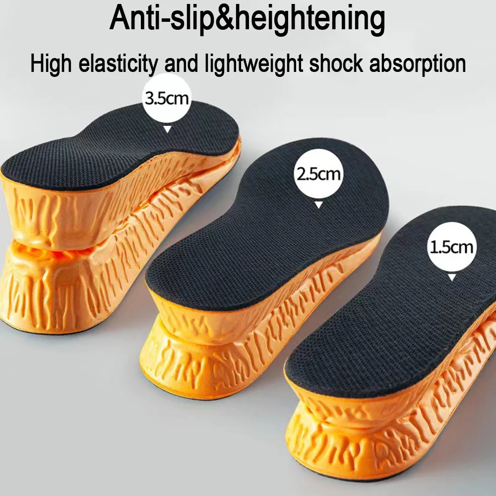 1535cm Invisible Height Increase Sport Insoles Orange EVA Memory Foam Shoes Sole Pad Breathable Comfortable for Men Feet Care 250306