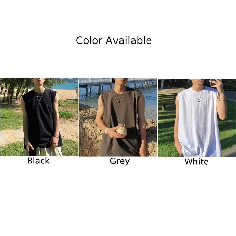 Mens Summer Tank Solid Tops Korean Fashion Sleeveless T-shirt Basic Sports VestsT250318